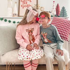 PINK POM REINDEER • kids pullover (by Olive & Eve Co)